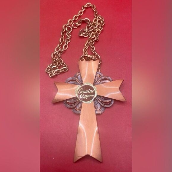 Copper Necklace Cross Maltese Rosicrucian 20” Religious - Picture 2 of 3